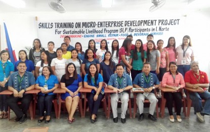 <p><strong>FIRST BATCH.</strong> The first batch of trainees who successfully completed various livelihood skills with trainors from MMSU. <em>(Photo by Reynaldo Andres)</em></p>